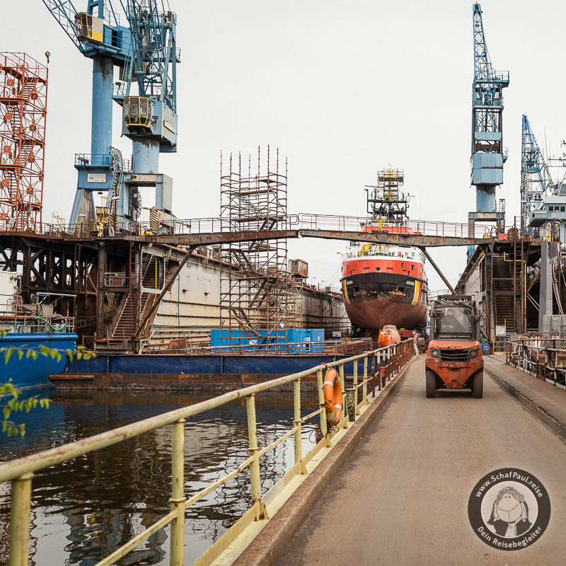 Blick über das Gelände der Bredo-Werft in Bremerhaven